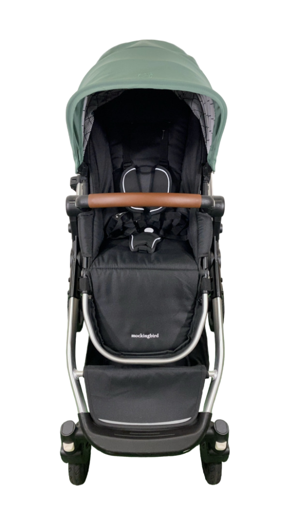 Mockingbird Single to Double 2.0 Stroller, 2024, Sage, Silver With Penny Leather, Windowpane For Discount - Image 4