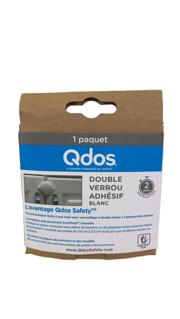 Qdos Adhesive Double Door Lock, White, Single Pack Online now - Image 2